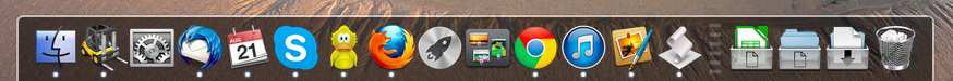 Mac OS X 10.7.5 Dock mit geändertem Firefox Icon Mac OS X 10.7.5 Dock mit geändertem Firefox Icon